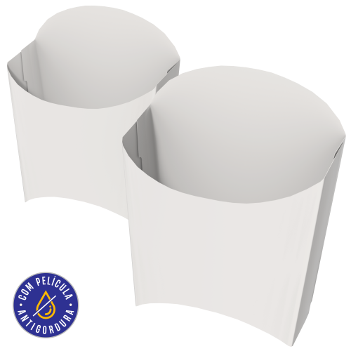 Embalagem de Batata Pequeno Papel Alimentício 270g com Película Antigordura SEM IMPRESSÃO 8,9x4x12,5cm