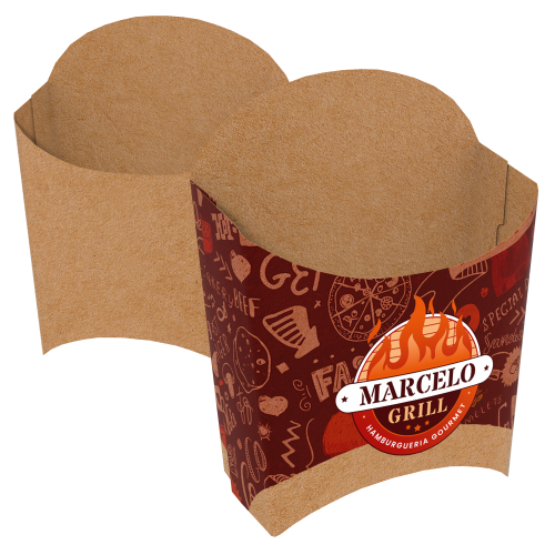 Embalagem de Batata Pequeno Kraft 240g sem Película Antigordura 8,5x4x9,2cm