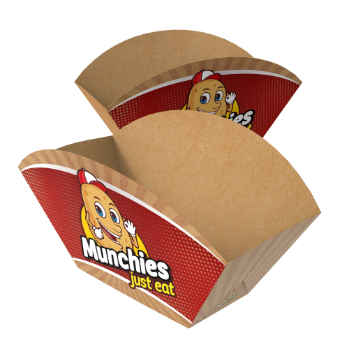 Embalagem para Batata Recheada Kraft 240g sem Película Antigordura Personalizável 7,5x6x8cm