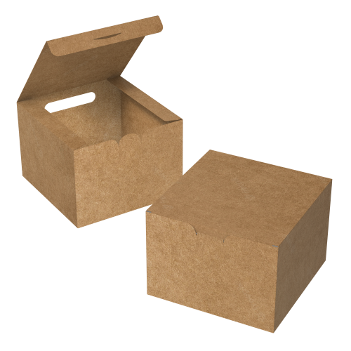 Caixa para Hamburguer Gourmet 12x12x8,4cm Kraft 240g sem Película Antigordura SEM IMPRESSÃO