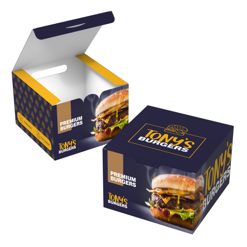 Caixa para Hamburguer Gourmet 12x12x8,4cm Supremo 300g sem Película Antigordura Personalizável