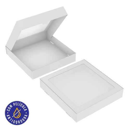 Caixa para 16 Doces com Visor 20x21x3,8cm Papel Alimentício 270g com Película Antigordura SEM IMPRESSÃO