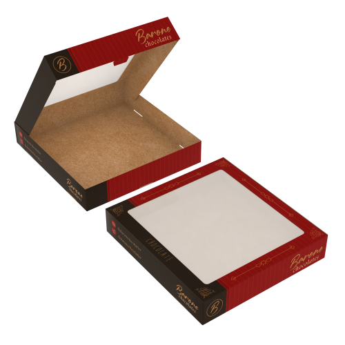 Caixa com Visor Kraft 240g sem Película Antigordura Personalizável 20x21x3,8cm