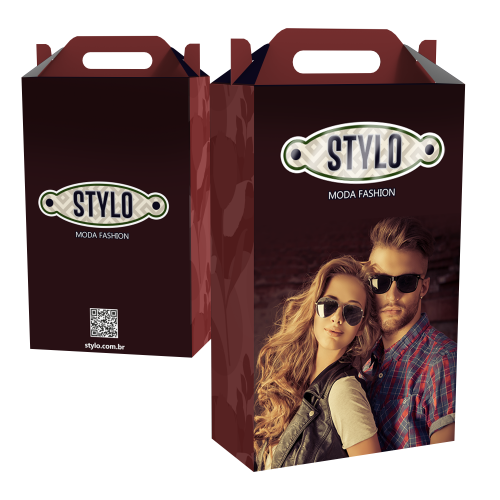 Caixa de Presente Grande com Alça Couchê 300g Laminação Fosca e Verniz Localizado