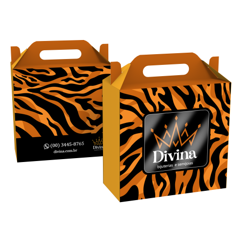 Caixa de Presente Pequena com Alça Couchê 300g Laminação Fosca e Verniz Localizado