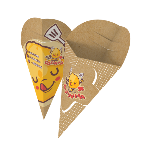 Embalagem Cone Kraft 240g sem Película Antigordura Personalizável 21x19cm