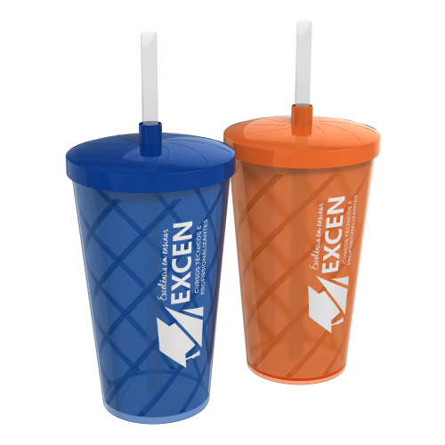 Copo Tornado Tampa e Canudo 540ml