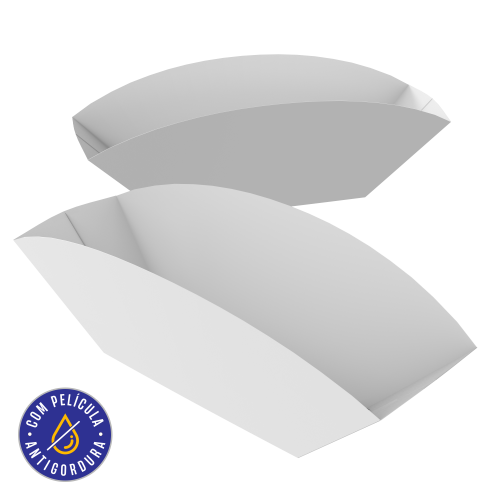 Embalagem para Batata Recheada Papel Alimentício 270g com Película Antigordura SEM IMPRESSÃO 12,5x6x8cm