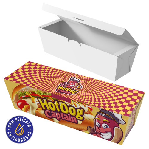 Embalagem para Hot Dog Papel Alimentício 270g com Película Antigordura 22x6x7cm