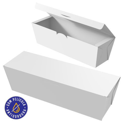Embalagem para Hot Dog Papel Alimentício 270g com Película Antigordura SEM IMPRESSÃO 22x6x7cm