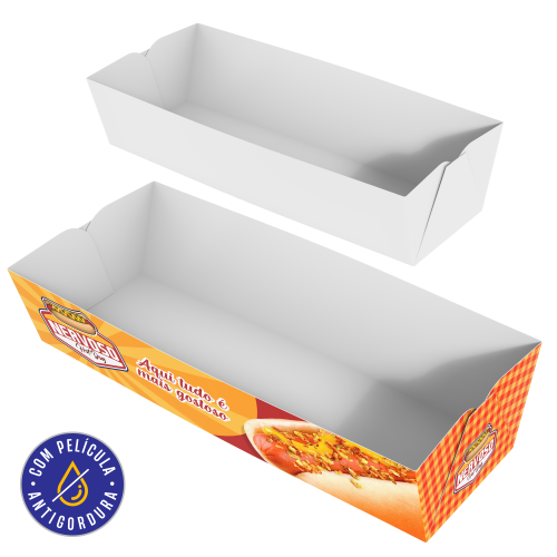 Embalagem para Hot Dog Papel Alimentício 270g com Película Antigordura 18,5x6x4cm