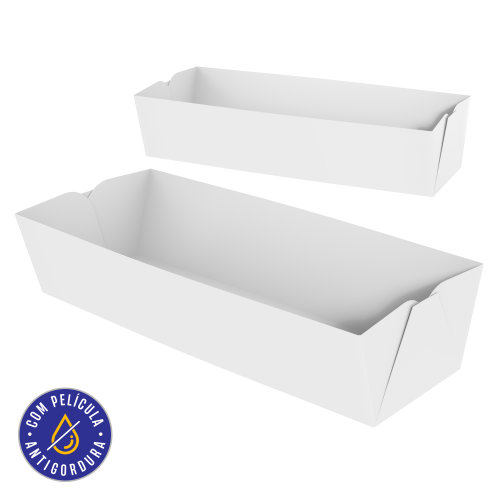 Embalagem para Hot Dog Papel Alimentício 270g com Película Antigordura SEM IMPRESSÃO 18,5x6x4cm