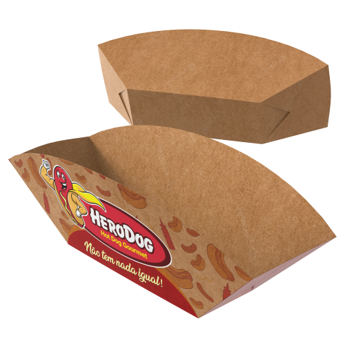 Embalagem para Hot Dog Barca Kraft 240g sem Película Antigordura 12,5x6x8cm