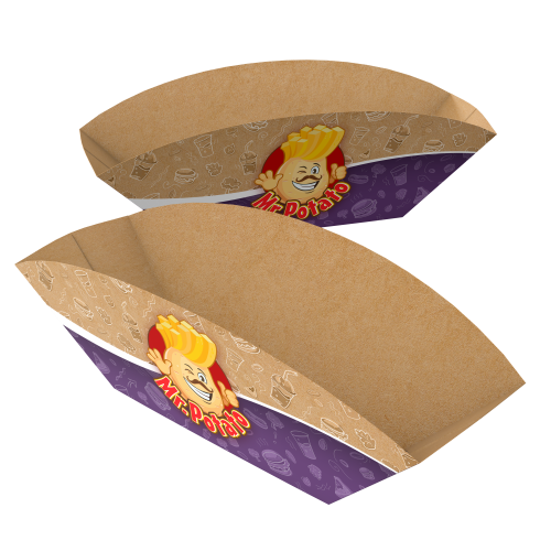 Embalagem Barca Multiuso Kraft 240g sem Película Antigordura Personalizável 12,5x6x8cm