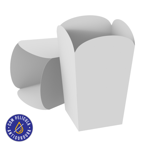 Embalagem para Pipoca Gourmet Papel Alimentício 270g com Película Antigordura SEM IMPRESSÃO 5,2x5,2x9,9cm