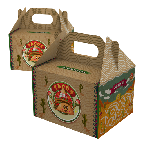 Embalagem para Kit Lanche Kraft 240g sem Película Antigordura Personalizável 15x10x13cm