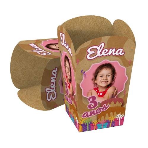 Embalagem para Pipoca Gourmet Kraft 240g sem Película Antigordura Personalizável 7x7x14,4cm