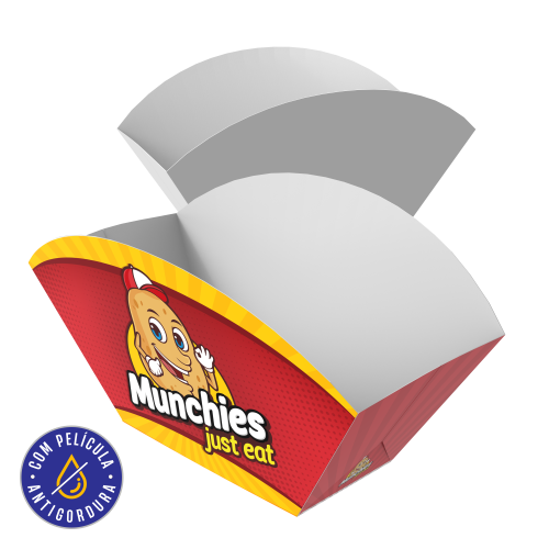 Embalagem Barca Multiuso Papel Alimentício 270g com Película Antigordura 7,5x6x8cm