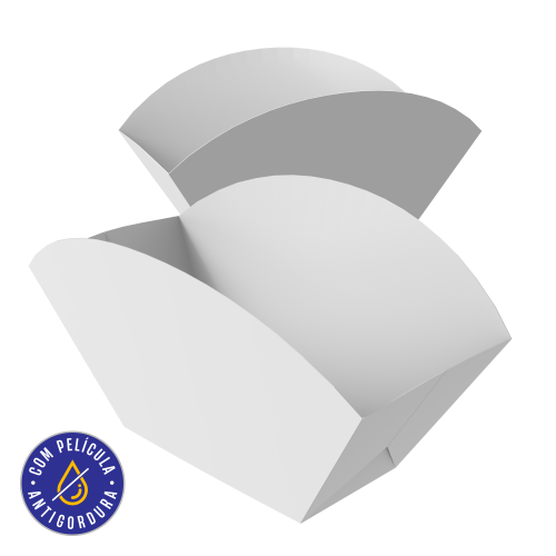 Embalagem para Batata Recheada Papel Alimentício 270g com Película Antigordura SEM IMPRESSÃO 7,5x6x8cm