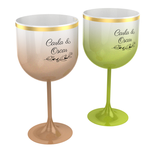 Taça de Gin Degradê Borda metalizada 650ml