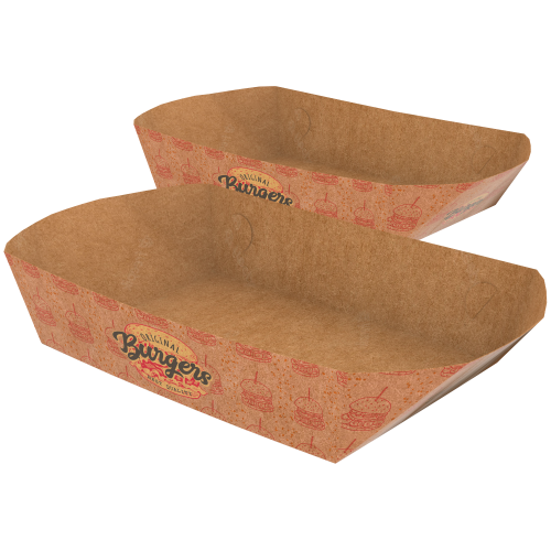 Bandeja Multiuso Kraft 240g sem Película Antigordura Personalizável 19,5x13x6,5cm