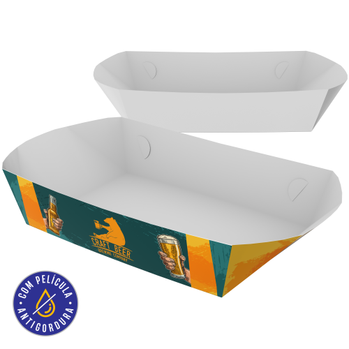 Bandeja Multiuso Papel Alimentício 270g com Película Antigordura 17x11,5x5,7cm