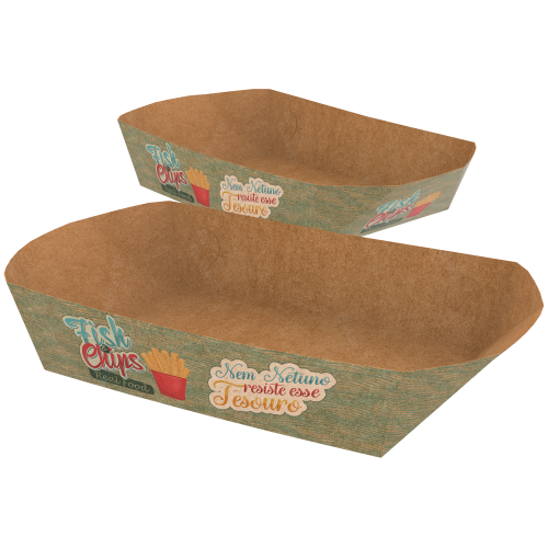 Bandeja Multiuso Kraft 240g sem Película Antigordura Personalizável 11x7,5x3,6cm