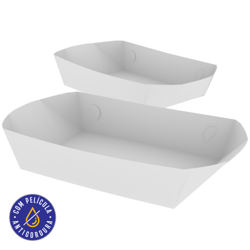 Bandeja Multiuso Papel Alimentício 270g com Película Antigordura SEM IMPRESSÃO 11x7,5x3,5cm