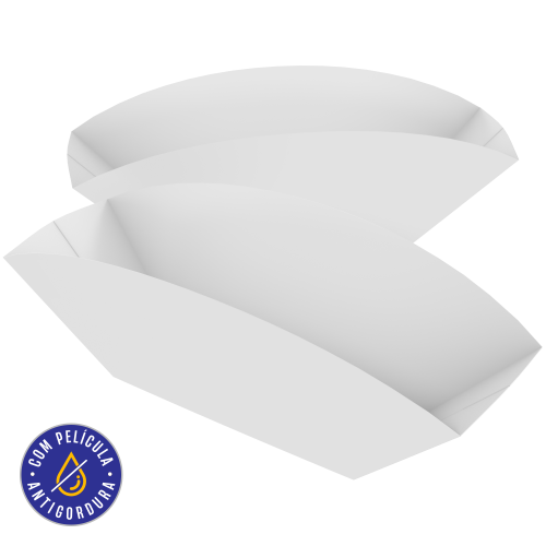 Embalagem Barca Multiuso Papel Alimentício 270g com Película Antigordura SEM IMPRESSÃO 12,5x6x8cm
