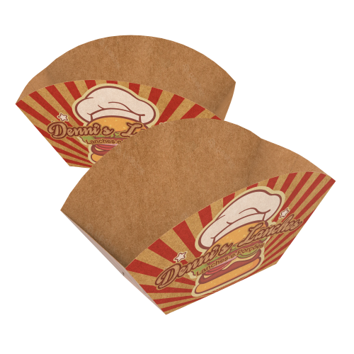 Embalagem Barca Kraft 240g sem Película Antigordura Personalizável 7,5x6x8cm