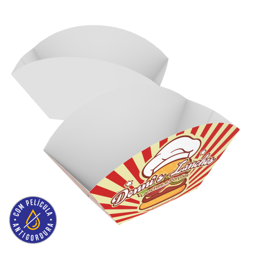 Embalagem Barca Papel Alimentício 270g com Película 7,5x6x8cm