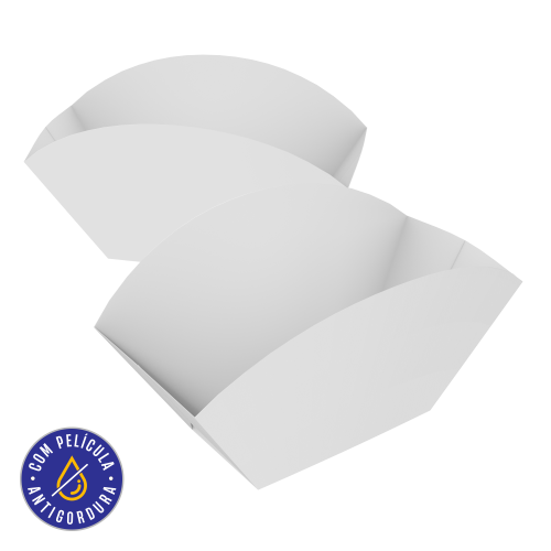 Embalagem Barca Papel Alimentício 270g com Película Antigordura SEM IMPRESSÃO 7,5x6x8cm